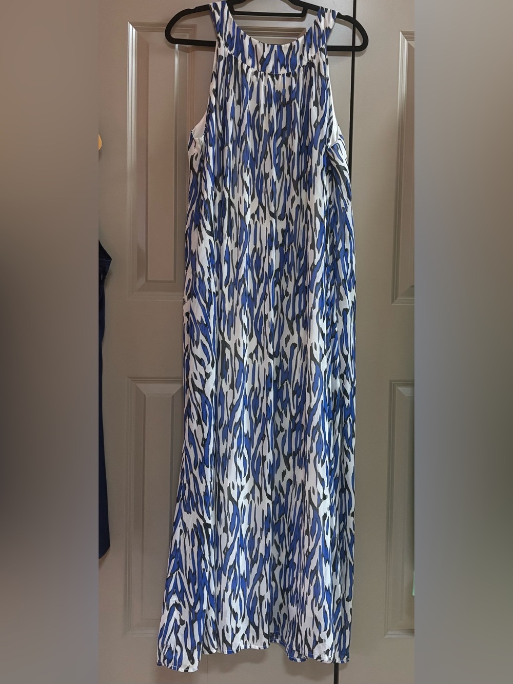 Blue and White Abstract Print Maxi Dress - Women - Picture 1 of 1